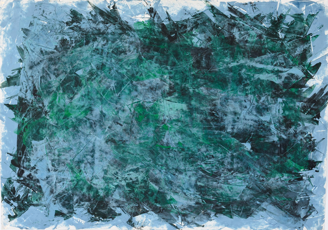 UNBEKANNTER KÜNSTLER. Art Informel verk, blandteknik på papper, signerad.