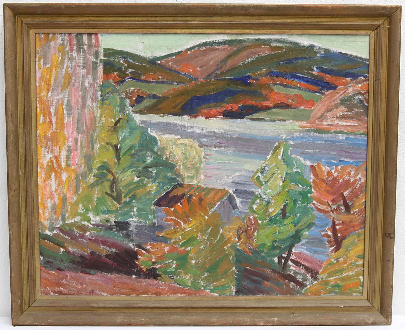 ANITA GREVE. Olja på duk. Landskap, signerad.