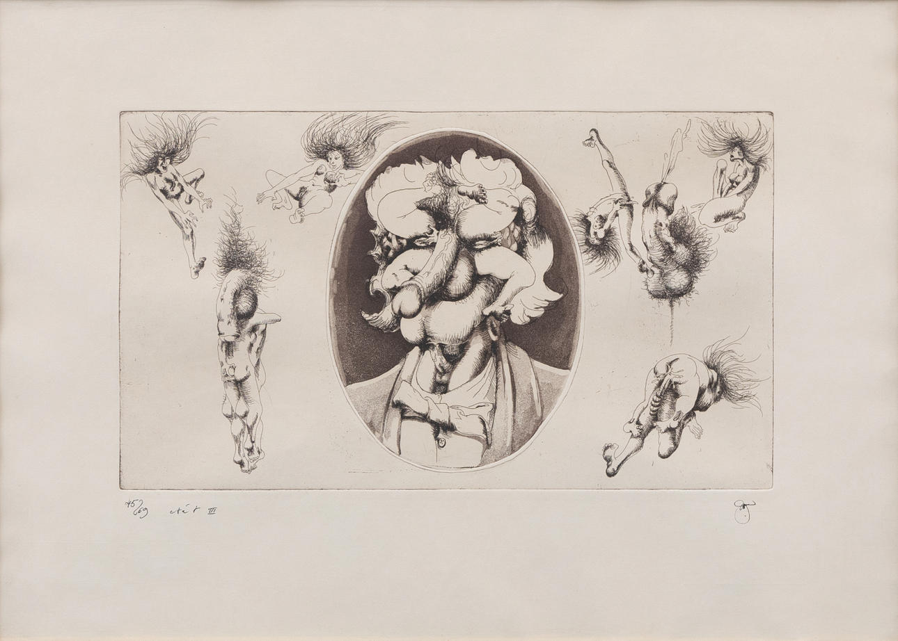 ULF RAHMBERG. Erotic motif, etching no. 45/69, signed.