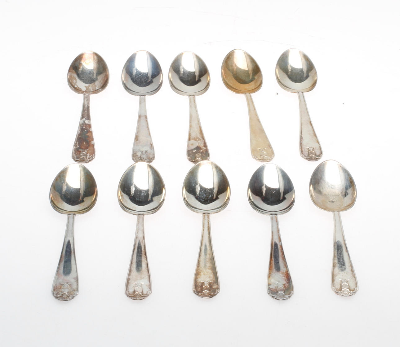 TESKEDAR, tio stycken, GAB, "Vasamodell", Silver, vikt ca 140 gram.