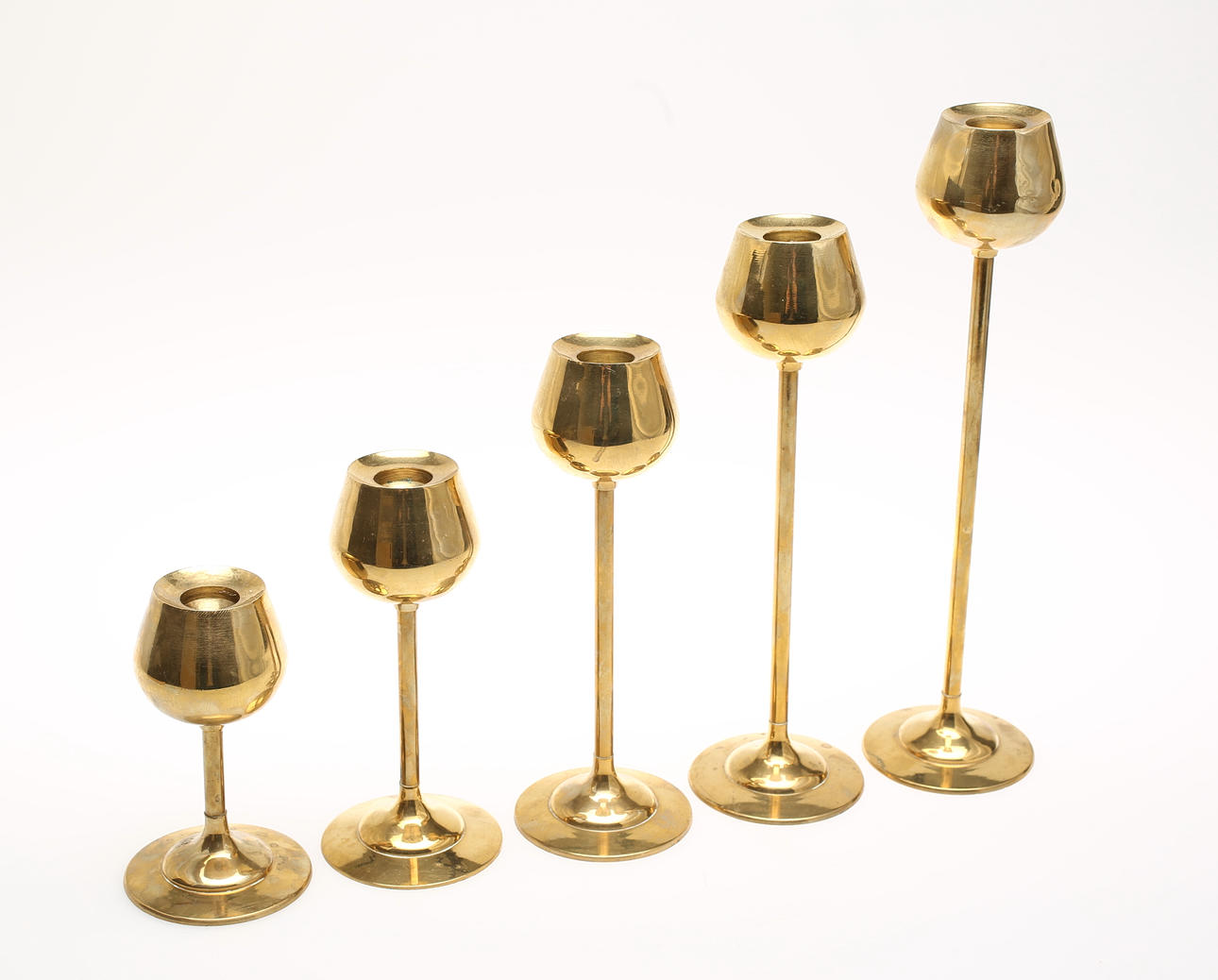 LJUSSTAKAR, 5 st, mässing.