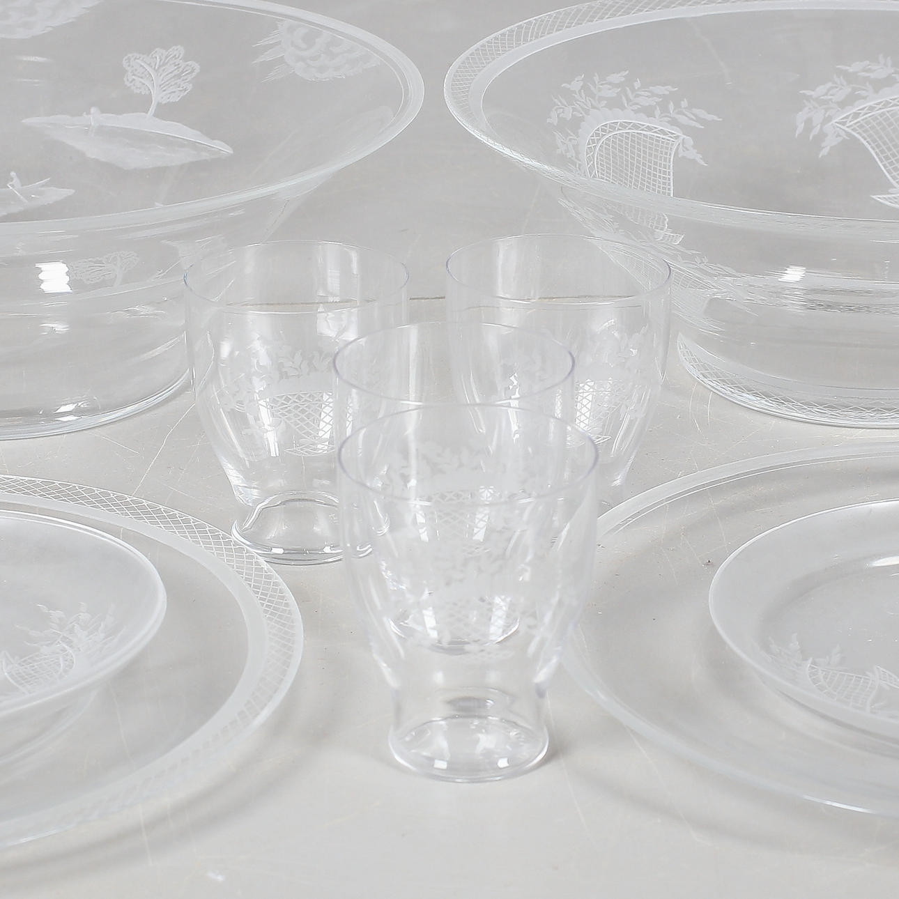 DIVERSE GLAS, 11 delar, Simon Gate, Orrefors, 1900-tal.