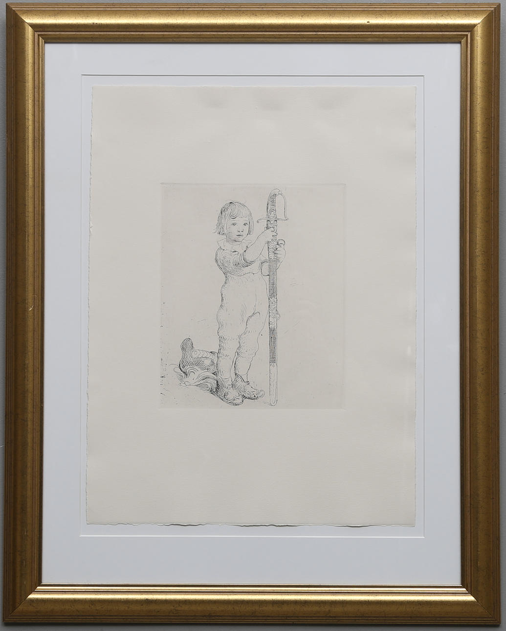 CARL LARSSON. EFTER. "Pojke med svärd", Etsning. Osignerad. Tryckt 1983 hos Hjert & Hjert.