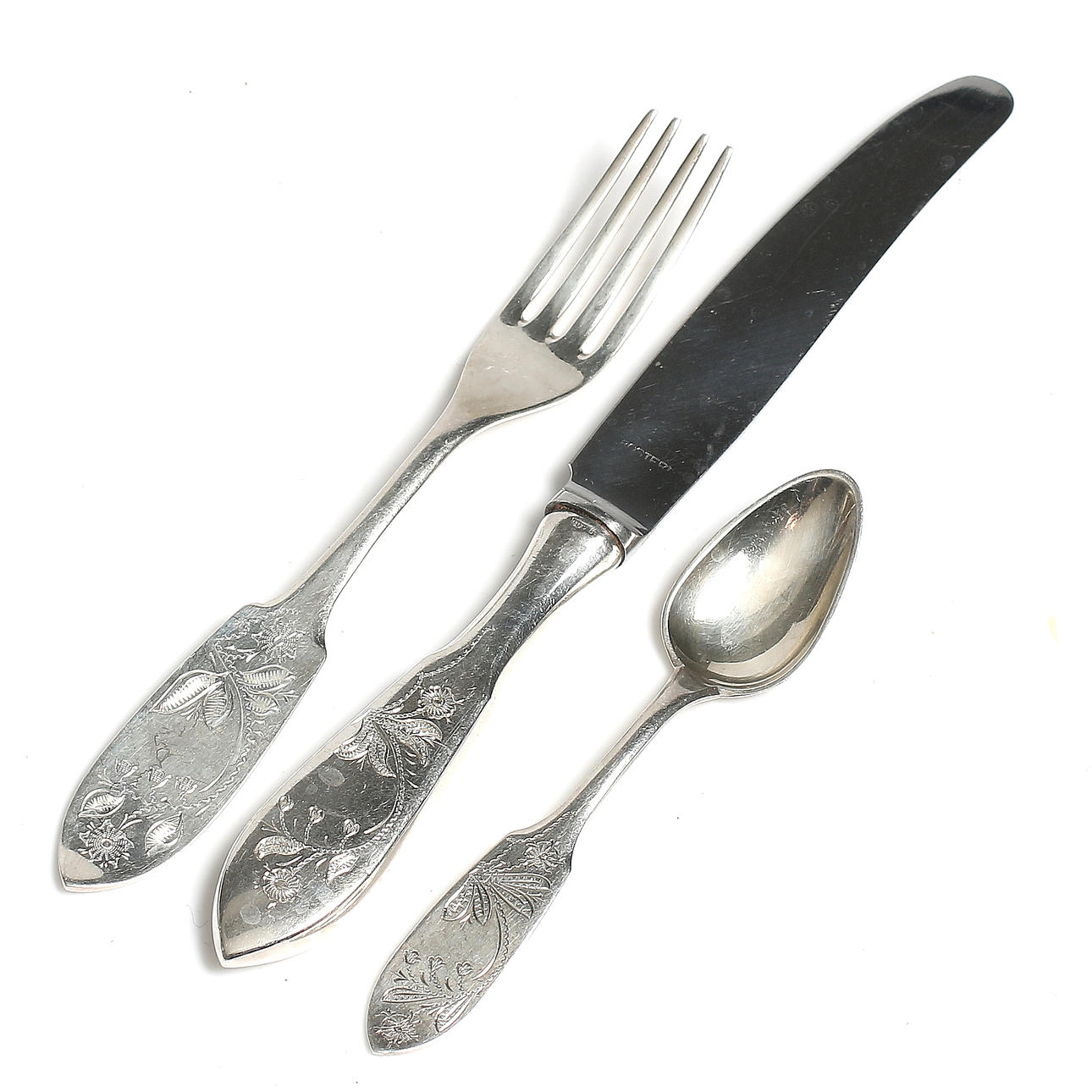 BESTICK, 24 delar, silver, COP, Haparanda, 1950-tal. Totalvikt inkl. rostfritt knivblad, ca 1102 gram.