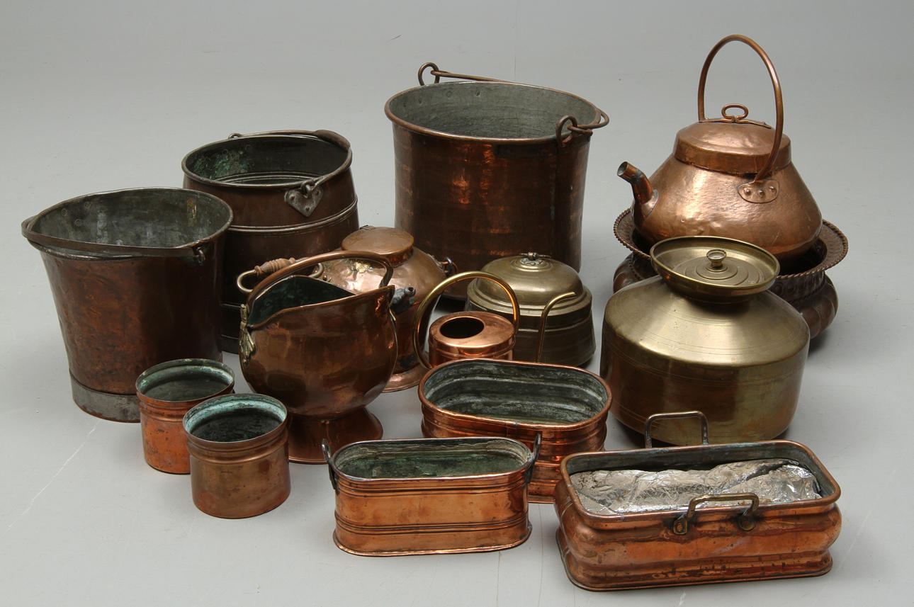 PARTI METALL, mässing och koppar, 18 och 1900-tal.