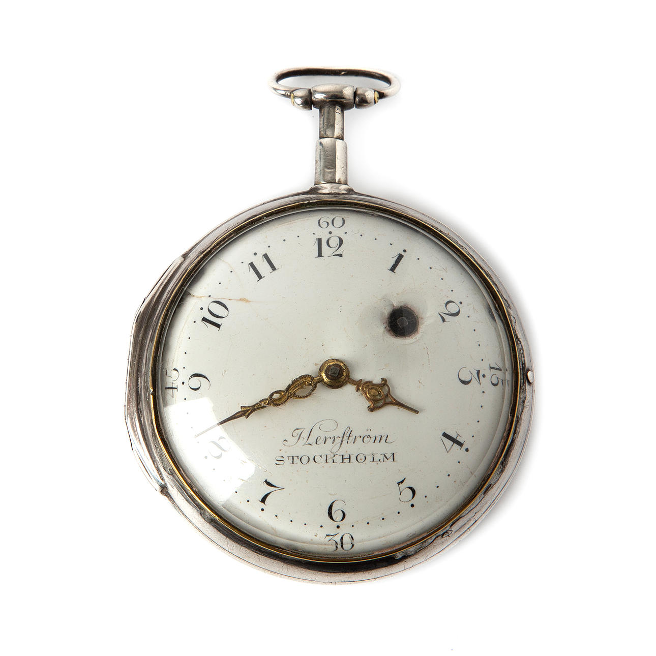 DANIEL HERRSTRÖM. TASKUKELLO, hopeaa, Stockholm, 1810-tal.