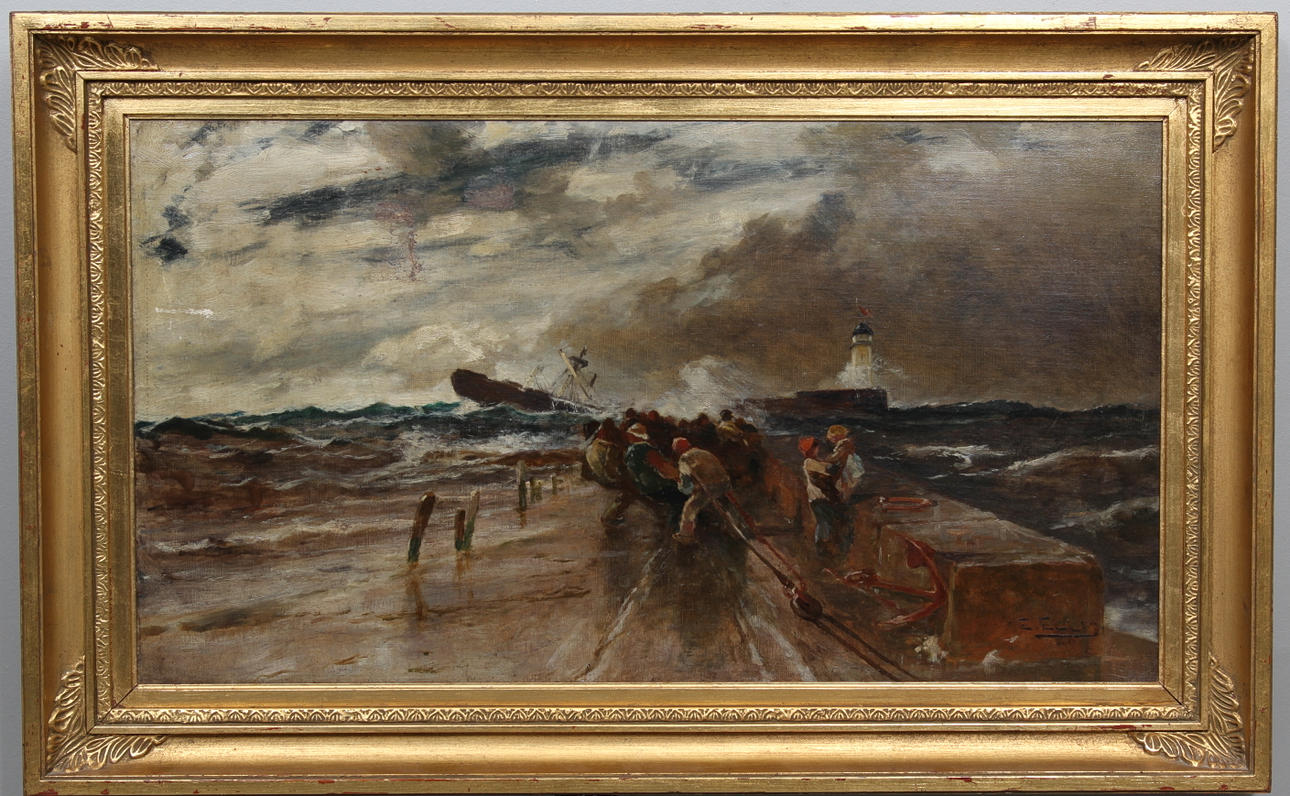 EDWIN JOHN ELLIS. olja på duk, England, signerad, 1800 tal.