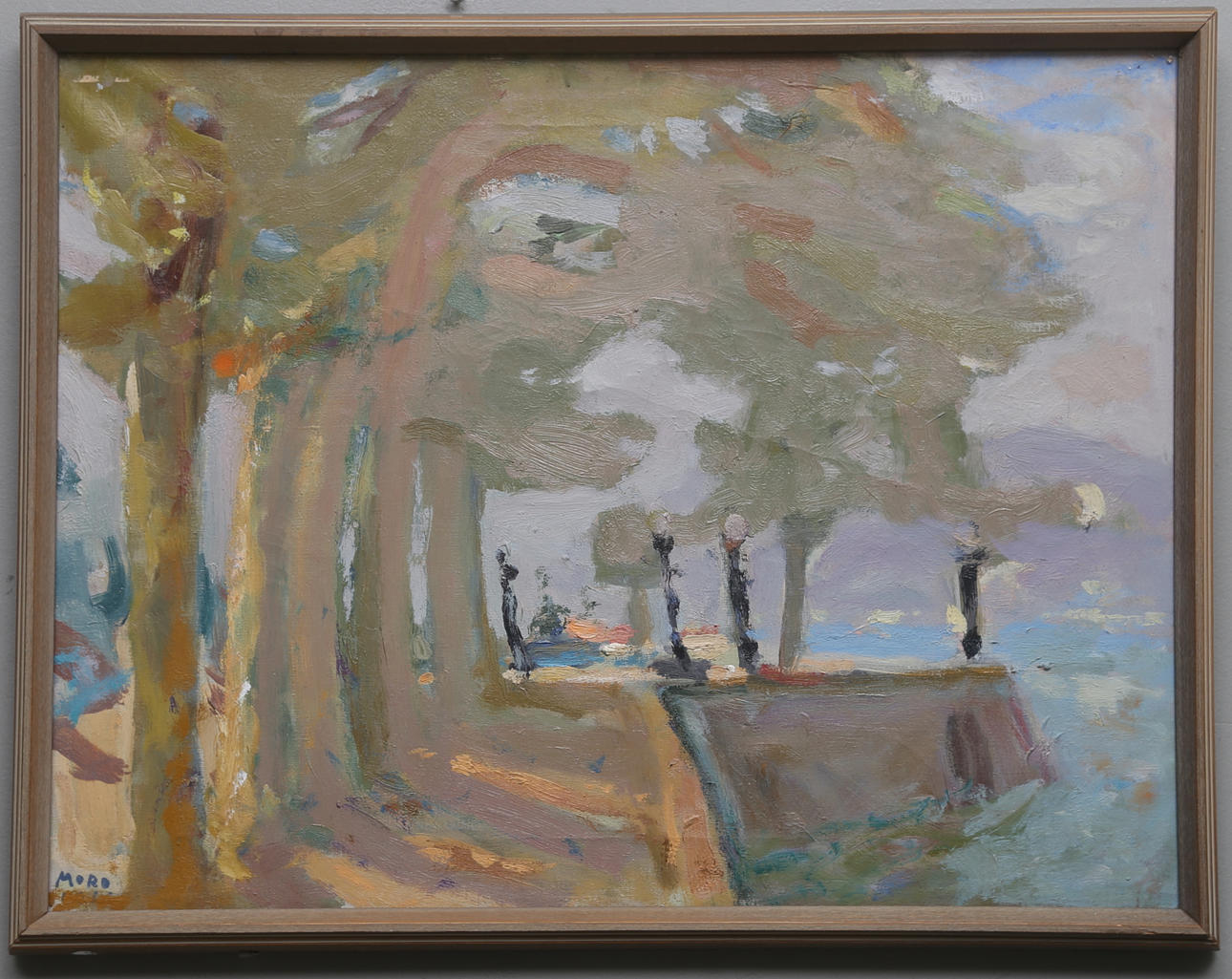 GINO MORO. "La Rotonda Sul Lago". Olja på duk. Signerad.