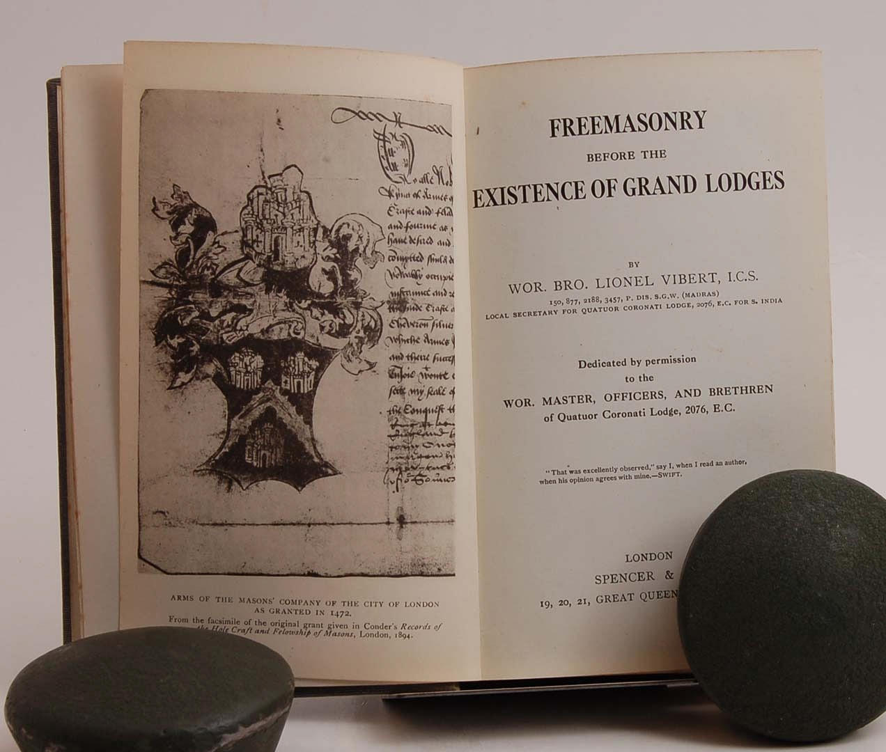 FRIMURERI. VIBERT. Freemasonry Before the Existence of Grand Lodges.
