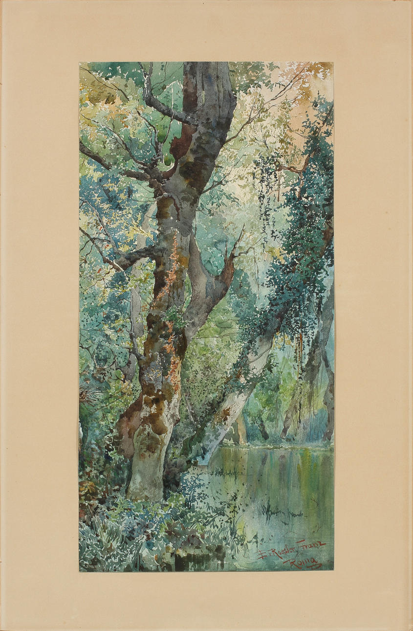 ETTORE ROESLER FRANZ (1845-1907). Motiv från Roina. Akvarell, signerad.