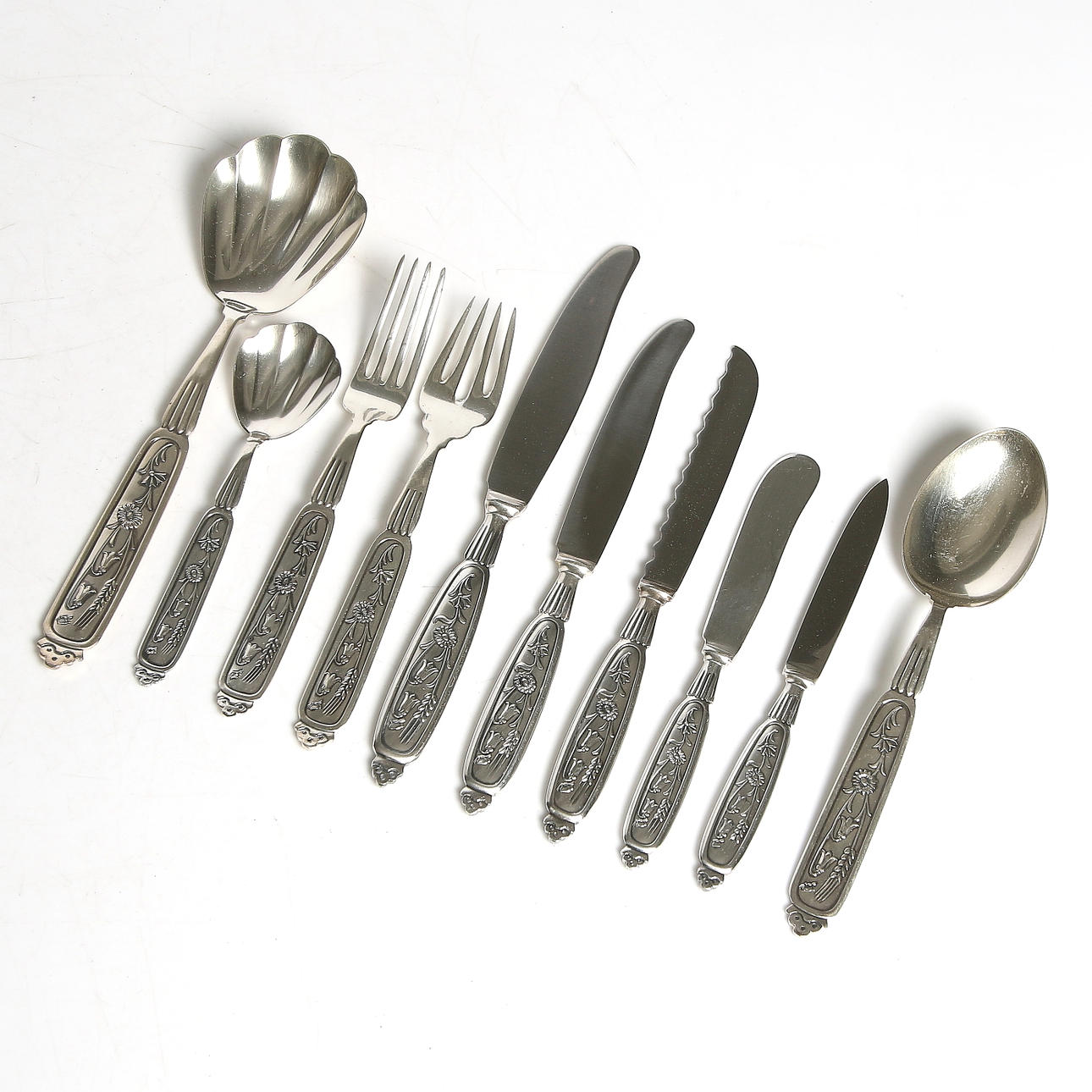 BESTICKSERVIS, 65 delar, nysilver, "Romantik", Gunnar Nylund, 1900-tal.