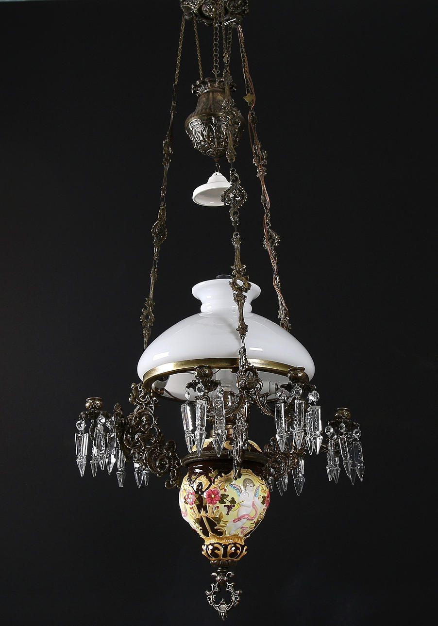 TAKFOTGENLAMPA, majolika, 1900-talats andra hälft.