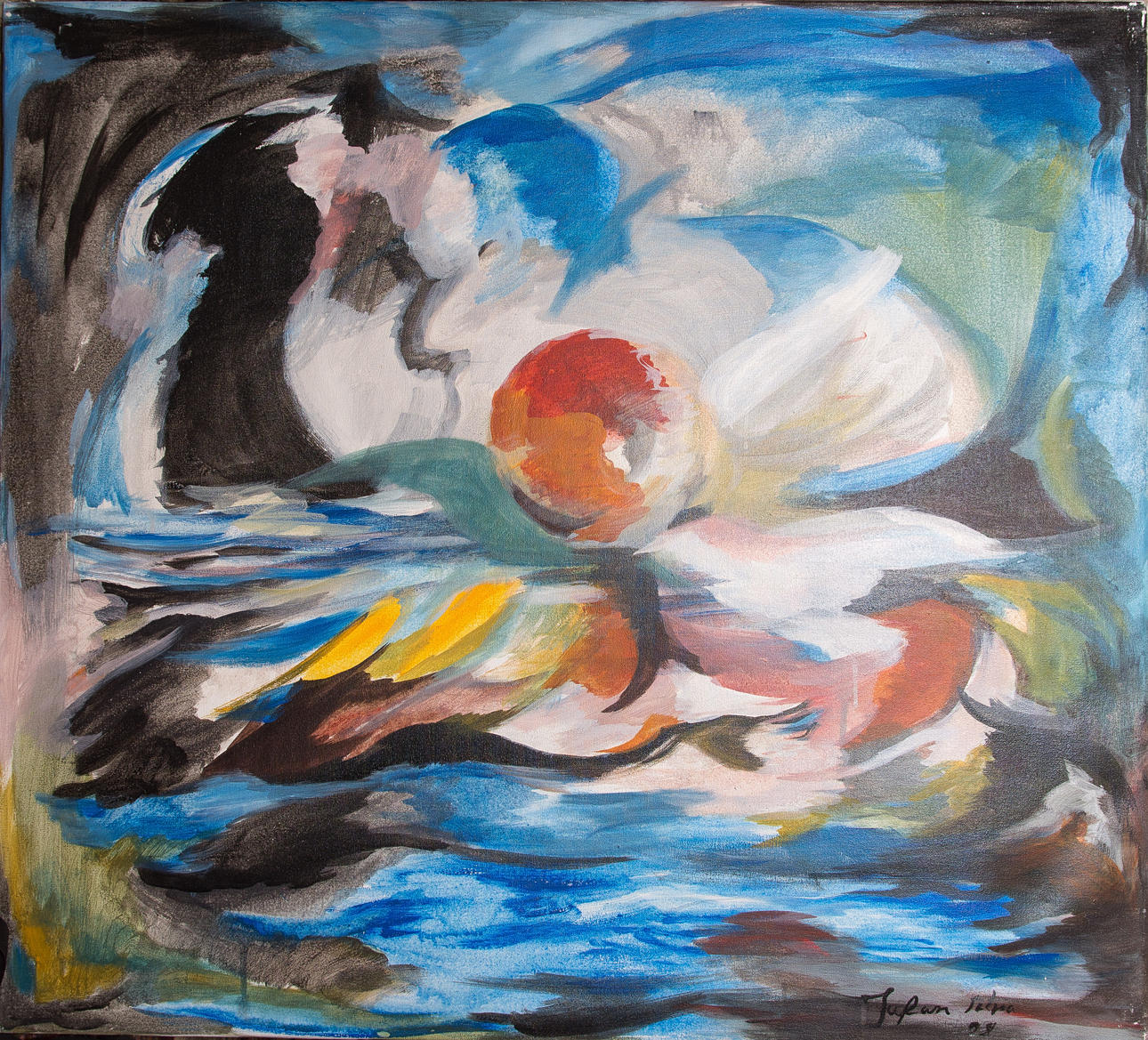 TAPAN PATRA. Abendsonnenspiel, olja på duk, signerad. och dat.1998.