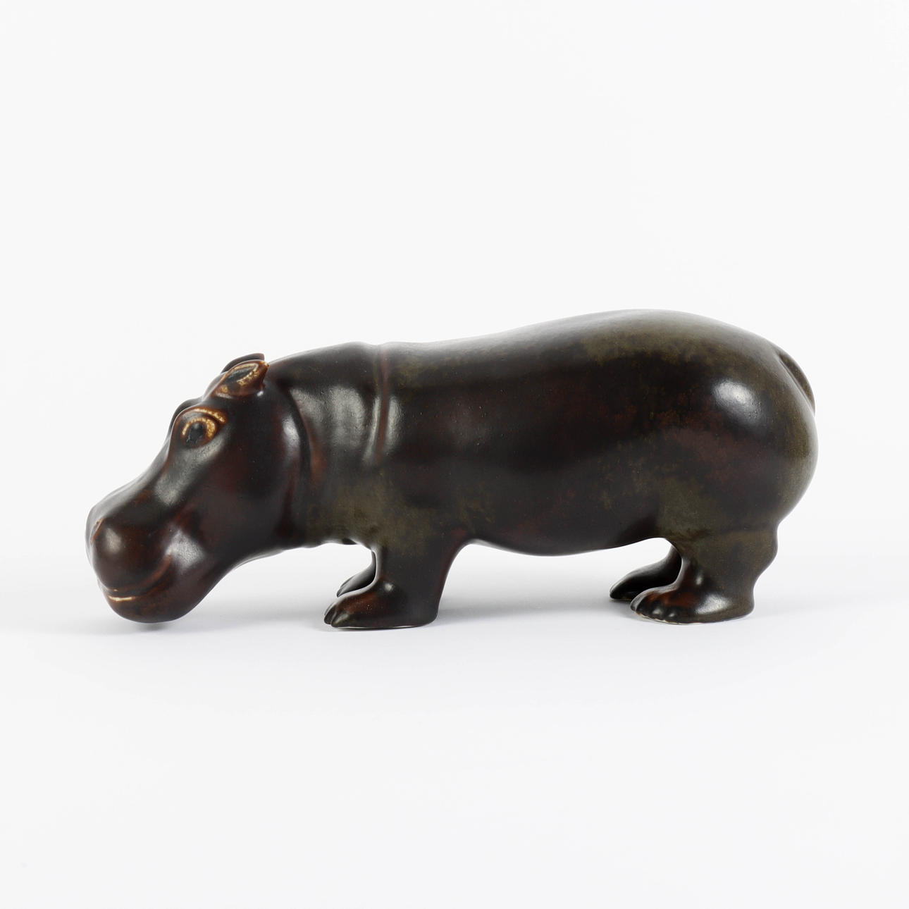 GUNNAR NYLUND. FIGUR, flodhest, glaseret stentøj, Rörstrand.