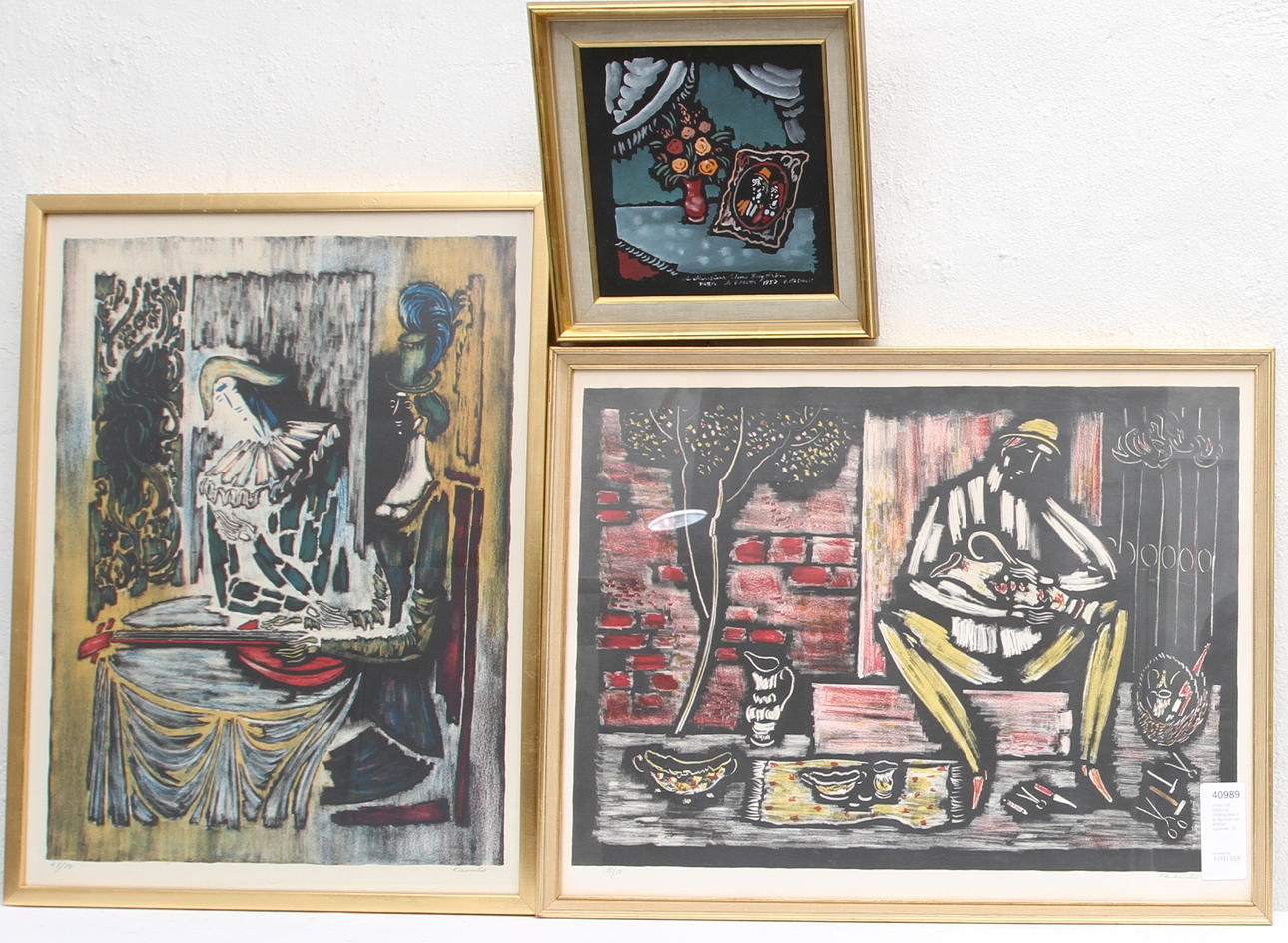 VYTAUTAS KASILIUS. Färglitografier. 3 st, figurscen och stilleben, signerade.