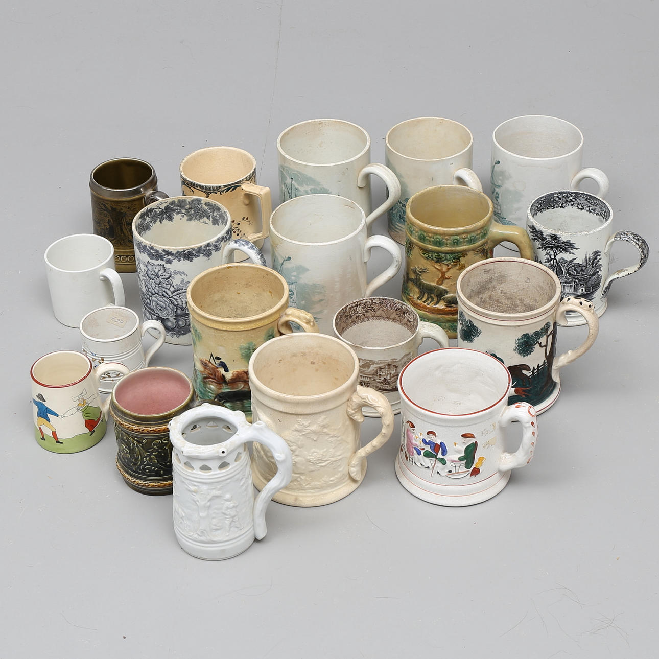 ÖLSEJDLAR, 19 st, Lord Nelson Pottery, Staffordshire, Rörstrand m.m.