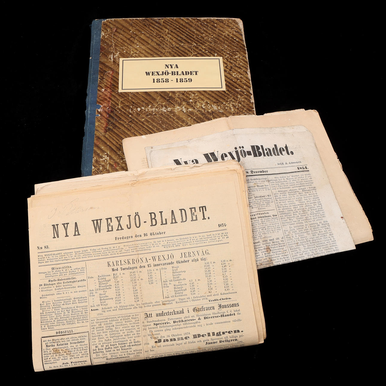 NEWSPAPERS FROM VÄXJÖ, 19th century.