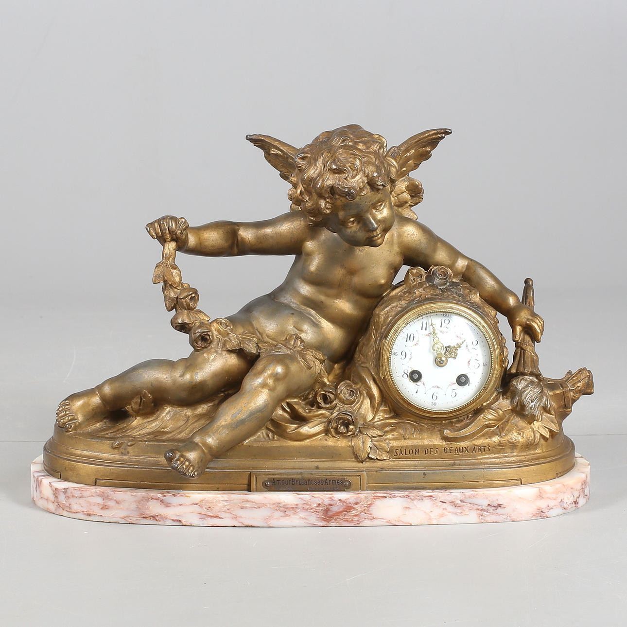 BORDSUR, efter Fransois Moreau, Frankrike, bronspatinerad metall/marmor, 1900-tal.