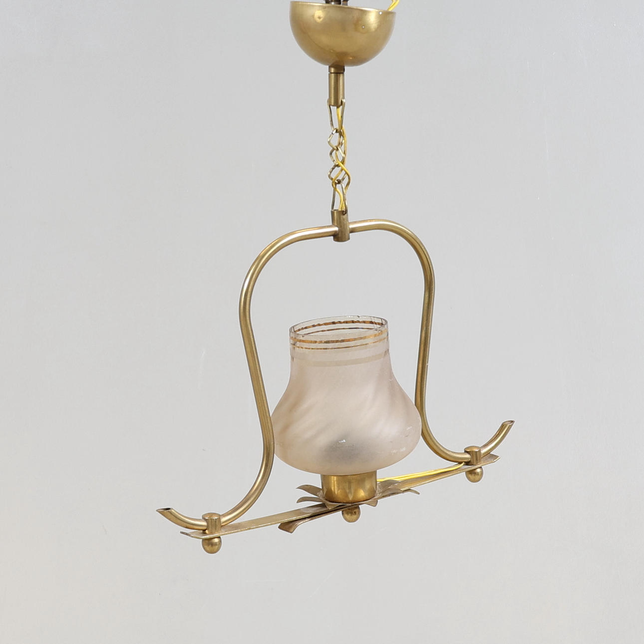 A brass & glass ceiling lamp, 1940/50's.