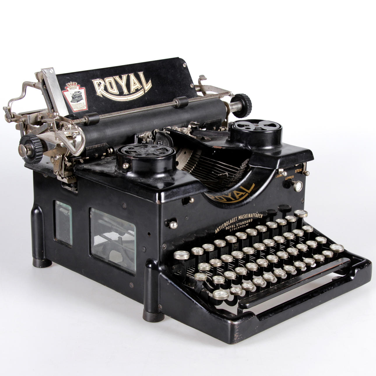 SKRIVMASKIN, metall och glas, Royal Standard, 1900-talets första hälft.