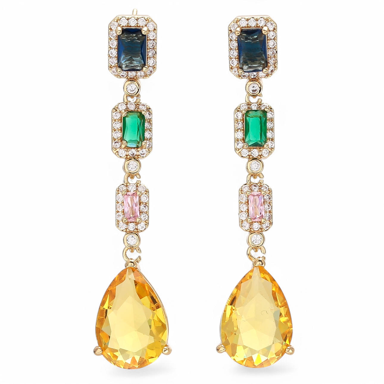 Pendientes largos de circonitas.