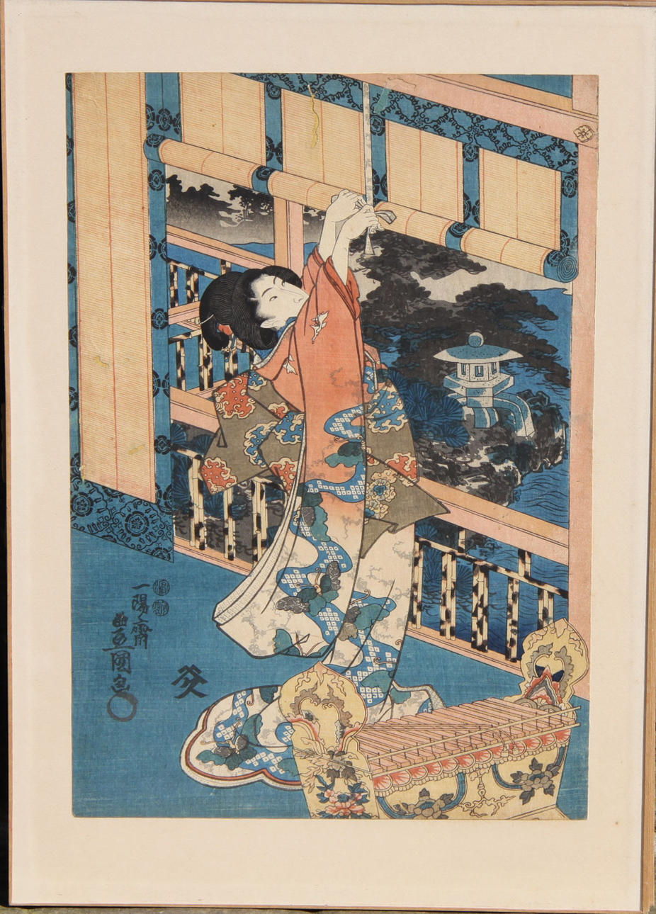 UTAGAWA KUNISADA. Japanskt träsnitt.