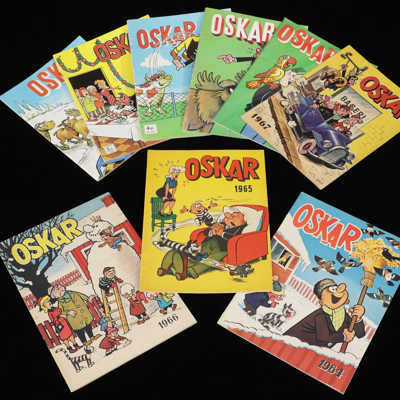 OSKAR, seriealbum, 9 stk, 1952-1972.