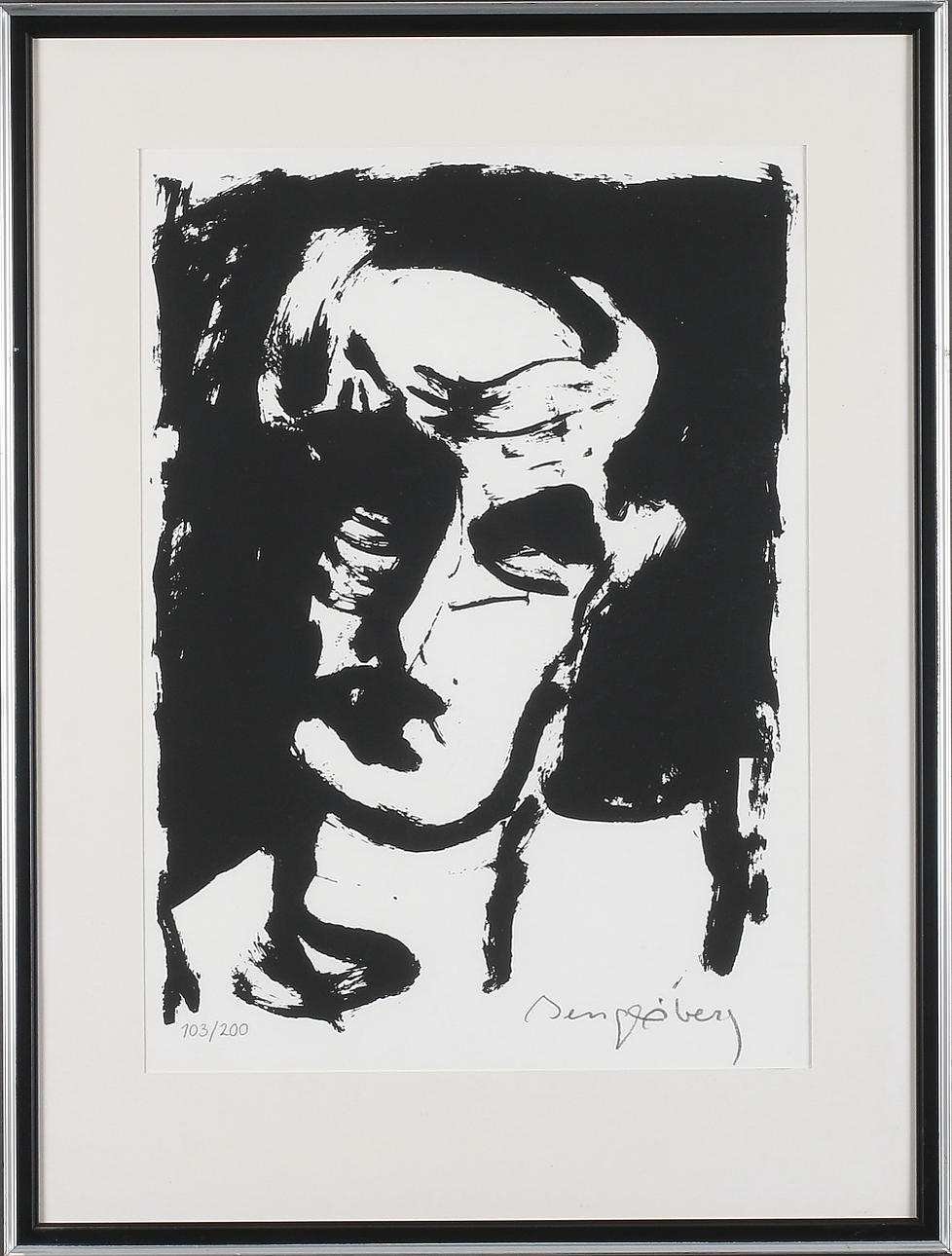BENGT ÅBERG. Porträtt, litografi, signerad och numrerad 103/200.