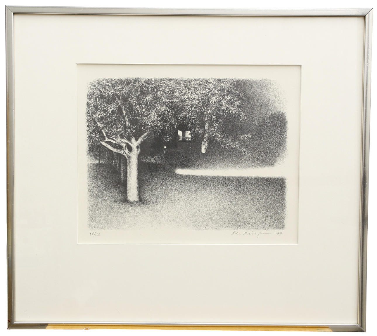 OLA BILLGREN. Lithograph, tree at dusk numbered 87/100, signed, dated 1977.