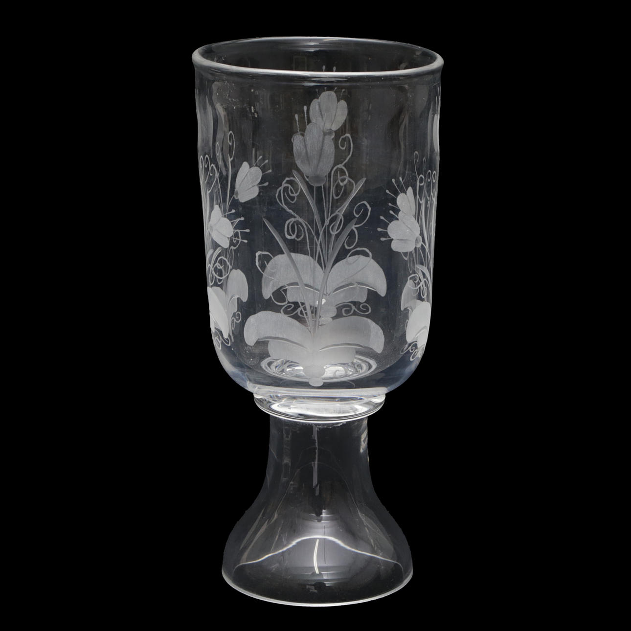 DAVID LEEK. A glass vase, engraved, signed.