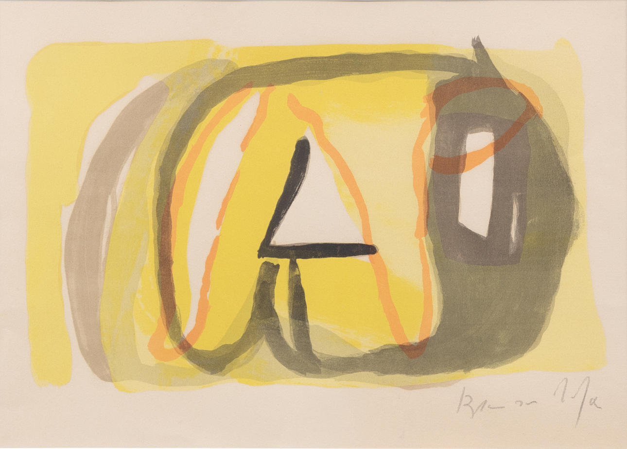 BRAM  VAN VELDE. Komposition, farvelitografi, signeret.