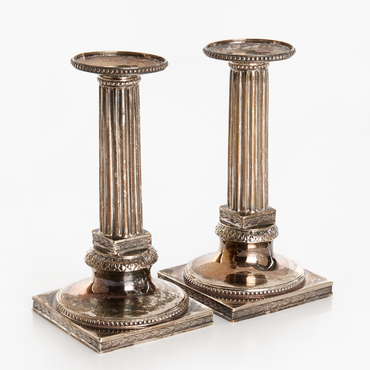 CANDLESTICKS, 1 pair, silver, stamps for Johan Wilhelm Zimmerman 1798.