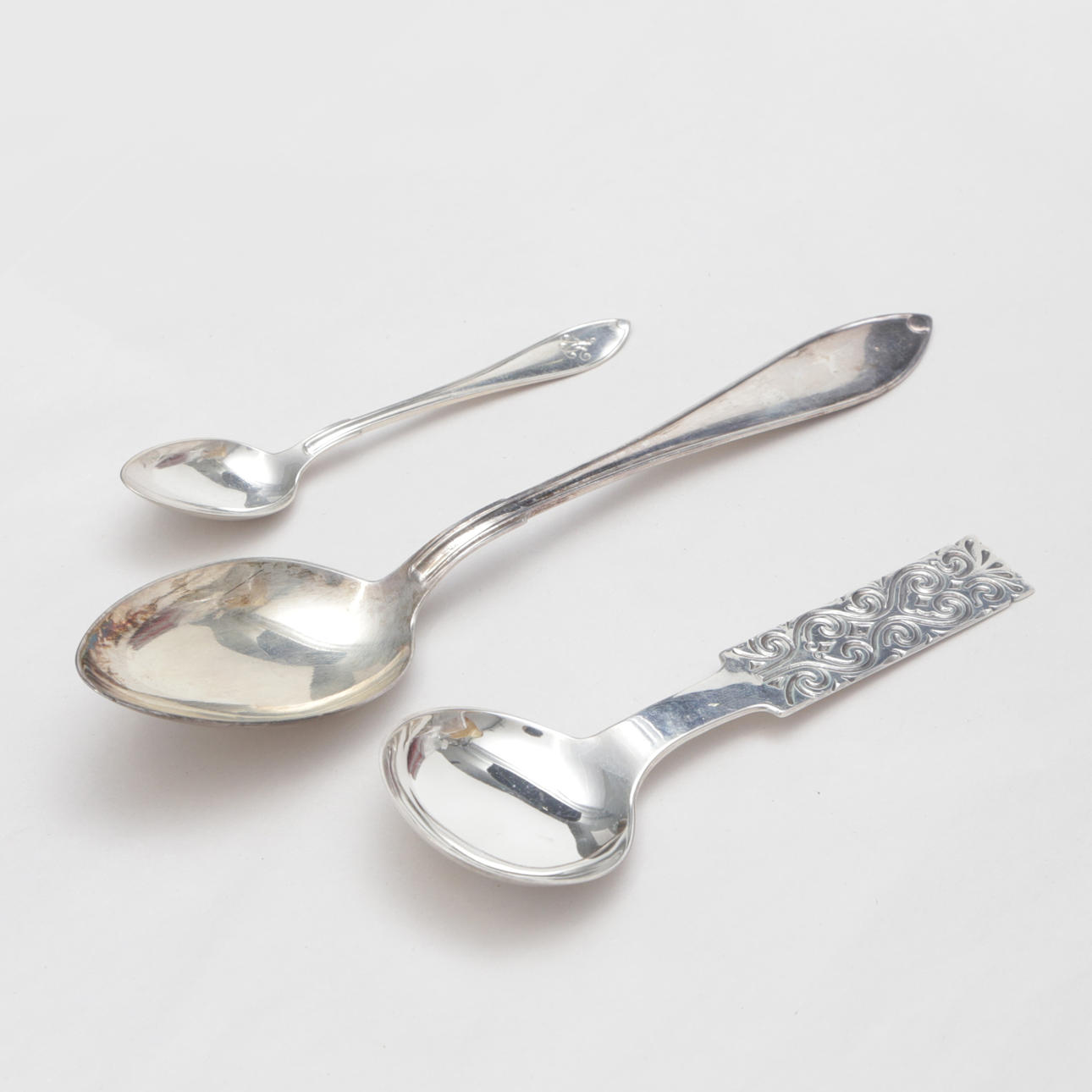 BESTECKTEILE, 3 Stück, silber.