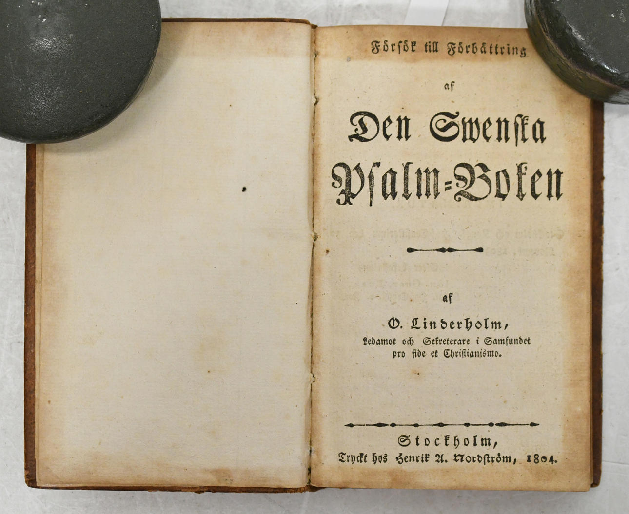 Try to improve the Swedish Book of Psalms. By O. Linderholm 1804.