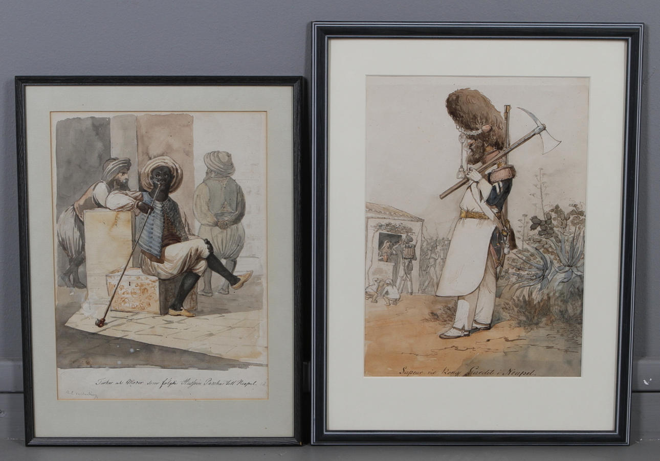 ALEXANDER CLEMENS WETTERLING. 2 st, akvareller, motiv från Neapel.