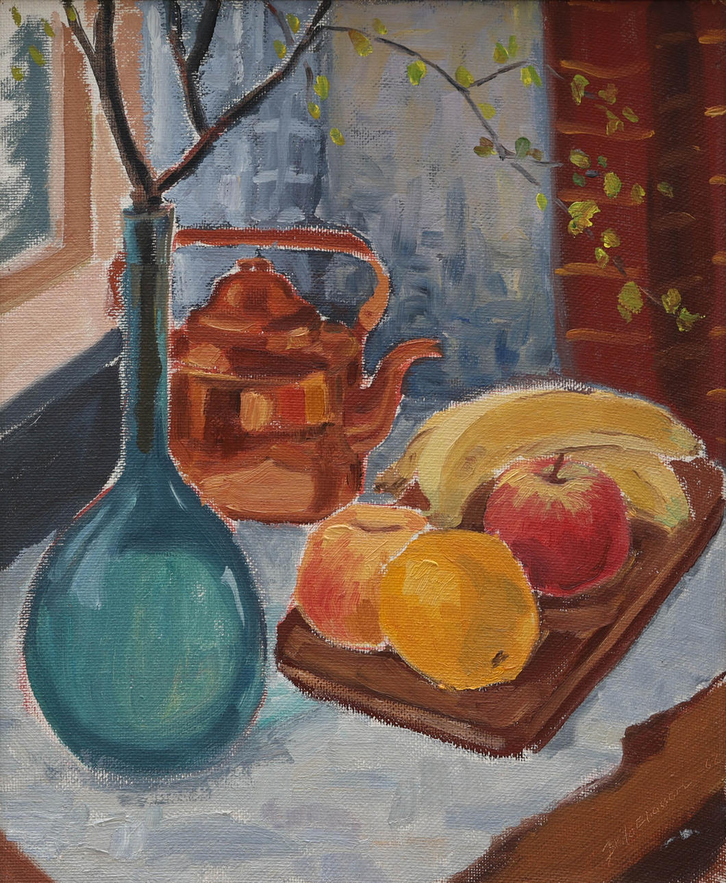 BRITA ELIASSON. oil on panel, still life, signed, dated 1963.