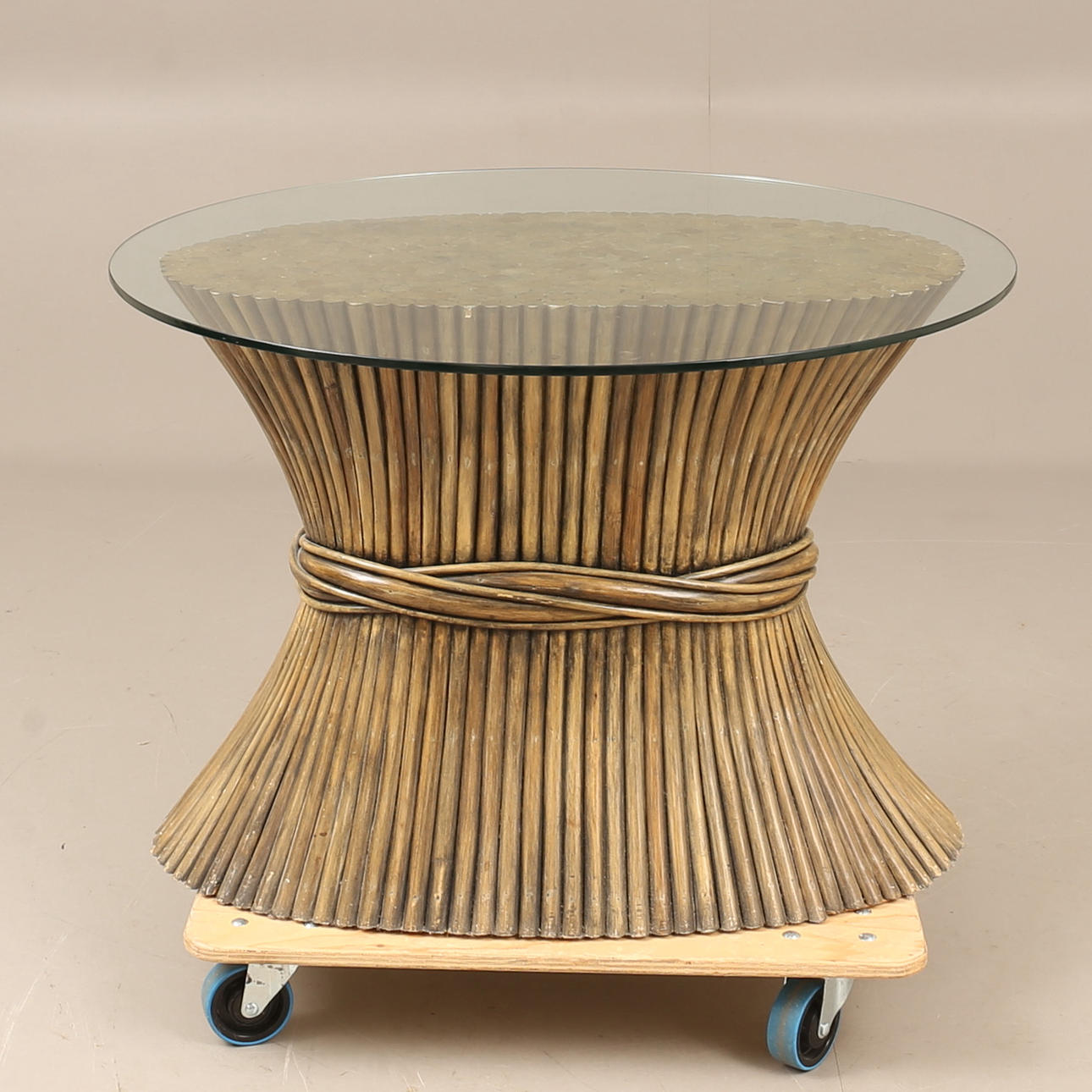 COFFEE TABLE, bamboo and glass.