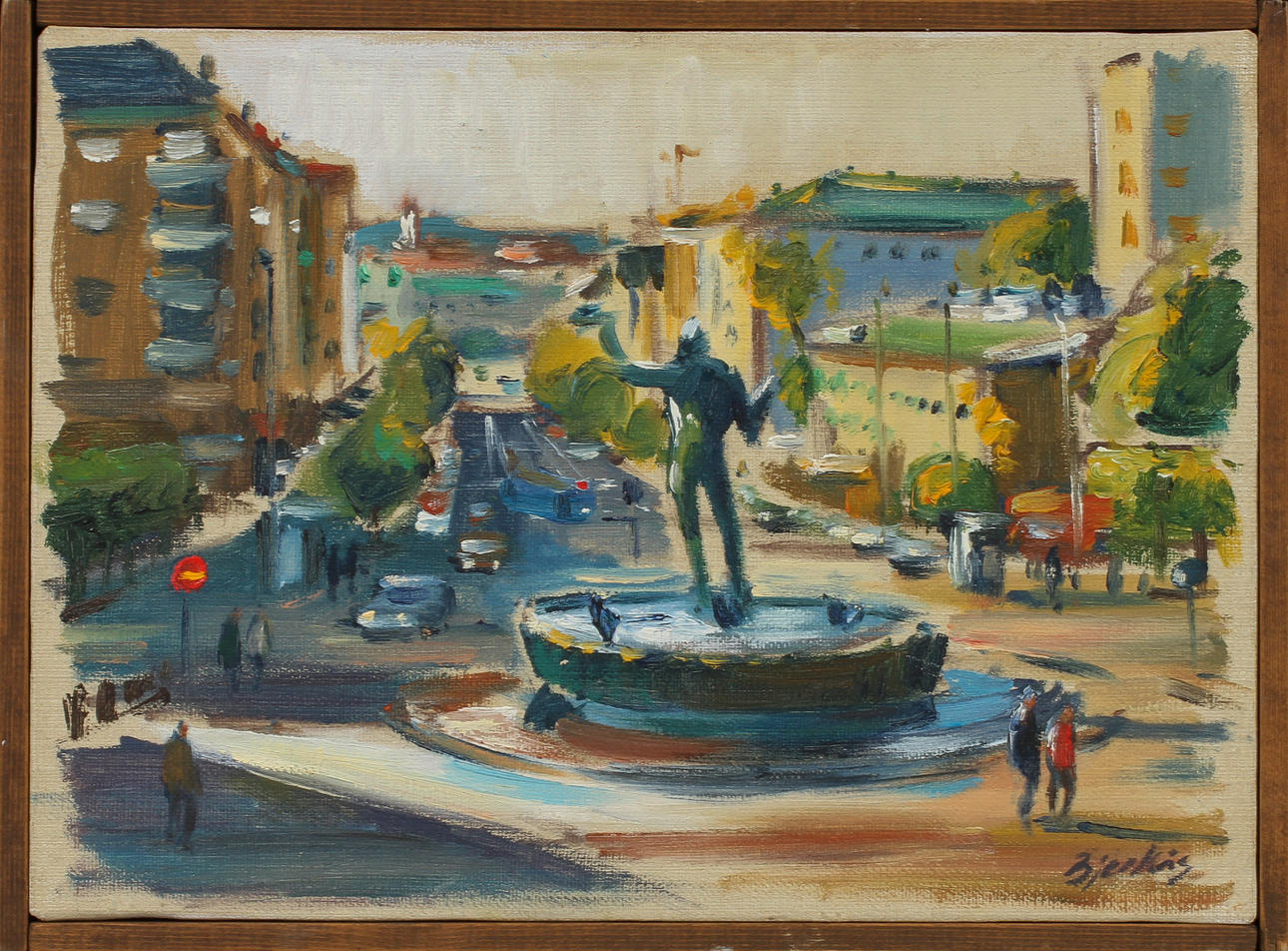 CARL BJERKÅS. "Höstsol", olja på duk, signerad.