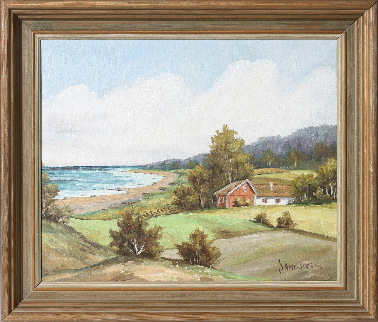 JOHAN OSSIAN ANDERSSON. TILLSKRIVEN. Kustvy, olja på duk, signerad "Sandström".