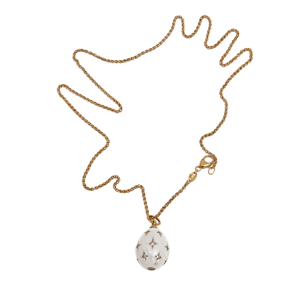 HÄNGE med KEDJA, 18K rödguld med emalj samt diamanter, totalt ca 0,29 ct , W.A Bolin, Ryssland. Vikt 11,3 g.