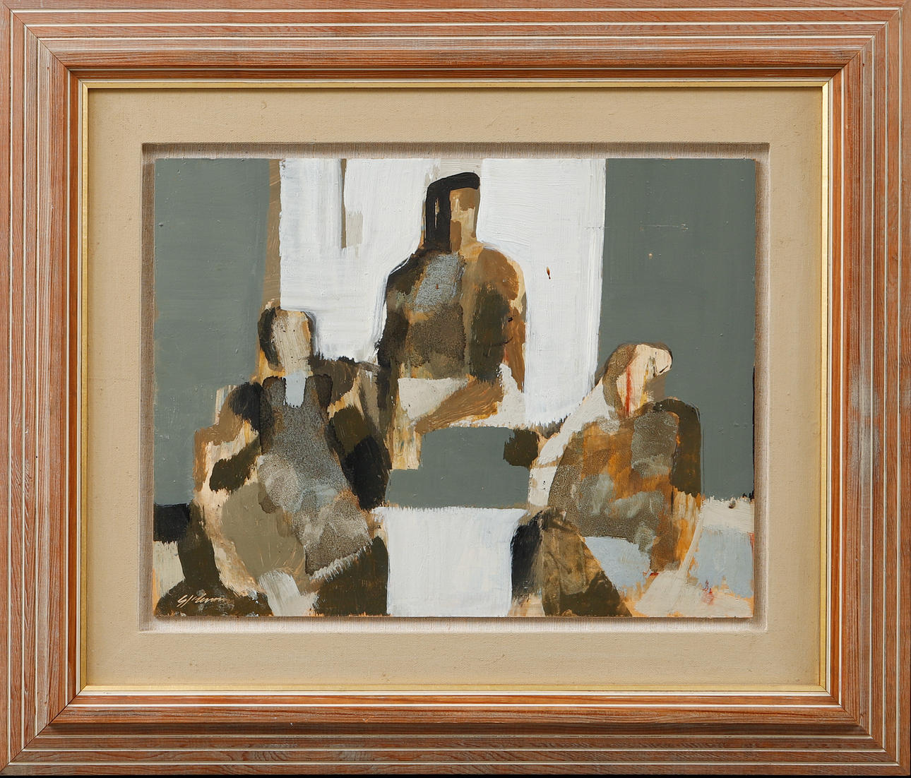 GUNNAR JOHANSSON. Figure composition, oil on panel, signed.