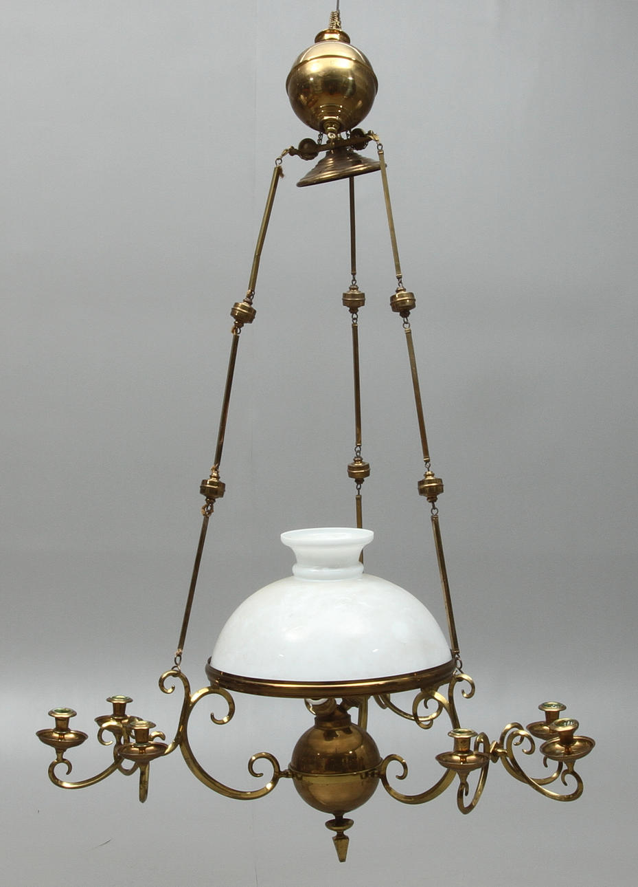 TAKLAMPA, för 9 st ljus, jugend, tidigt 1900-tal.