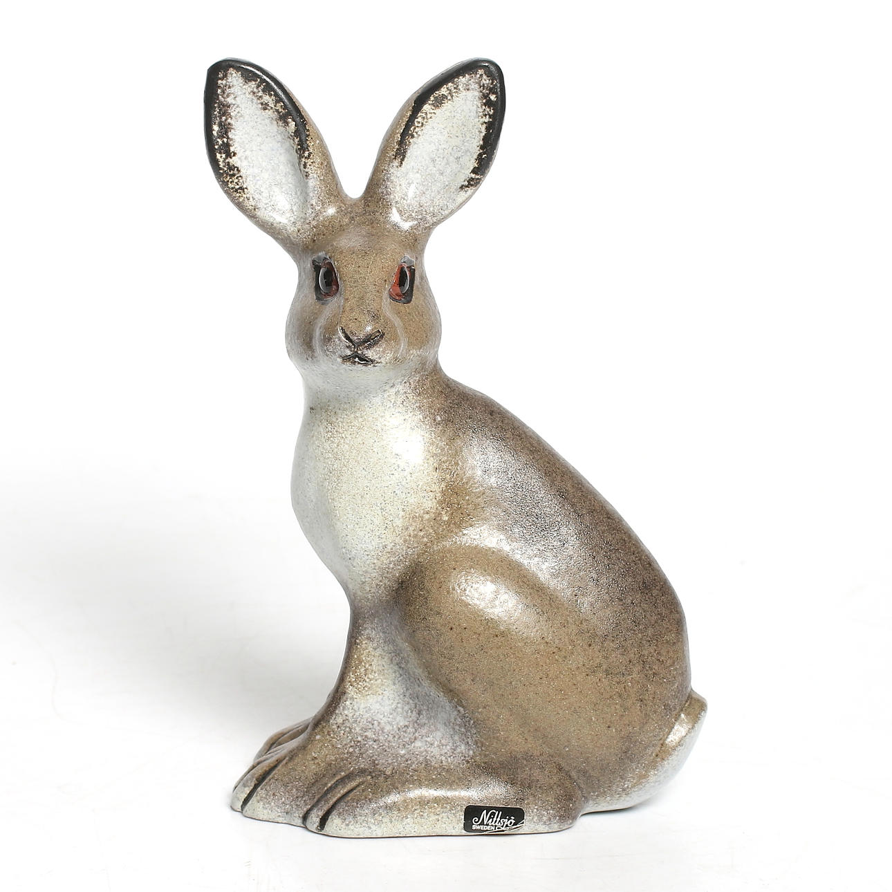 FIGURIN, stengods, hare, Thomas Hellström, Nittsjö, 1900-talets andra hälft.