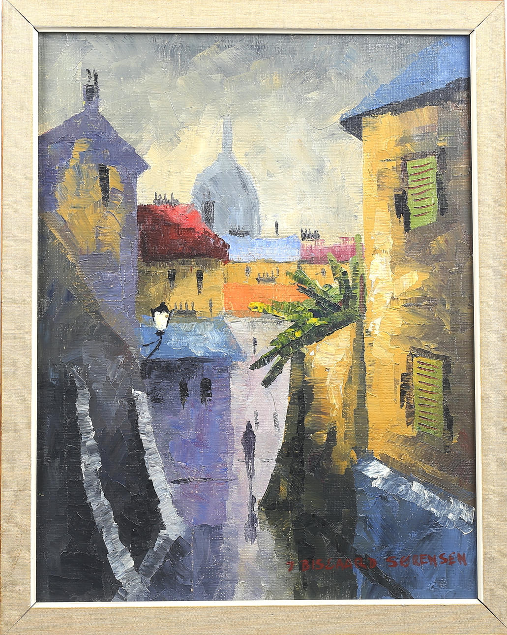 J BISGAARD SÖRENSEN. Motiv från Paris, olja på duk signerad.