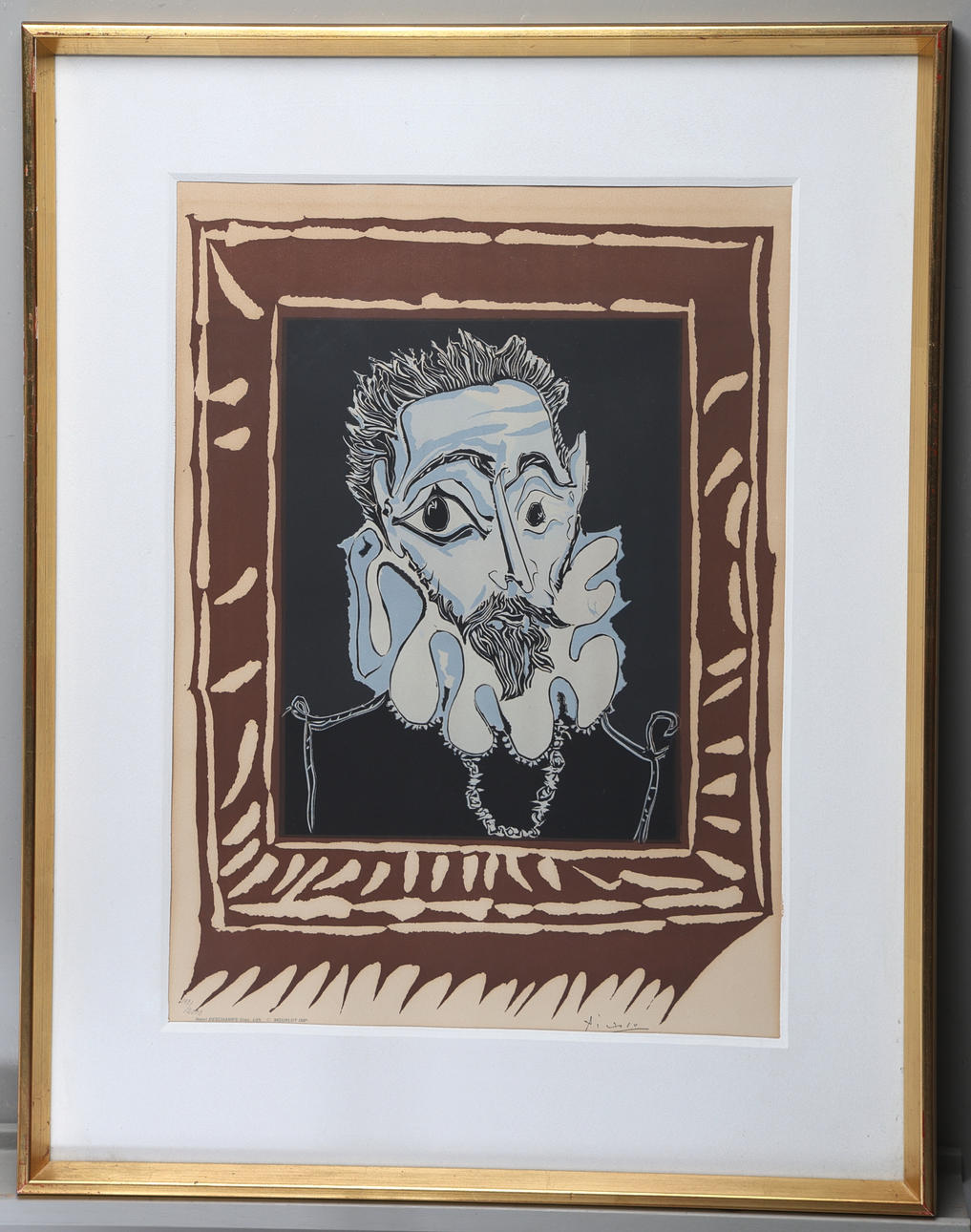 PABLO PICASSO, after lithograph “man with collar” Signed in print. Nos. 193/2000.