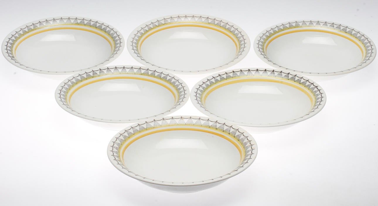 DJUPA TALLRIKAR, 6 st, flintgods, "Cuba", Rörstrand.