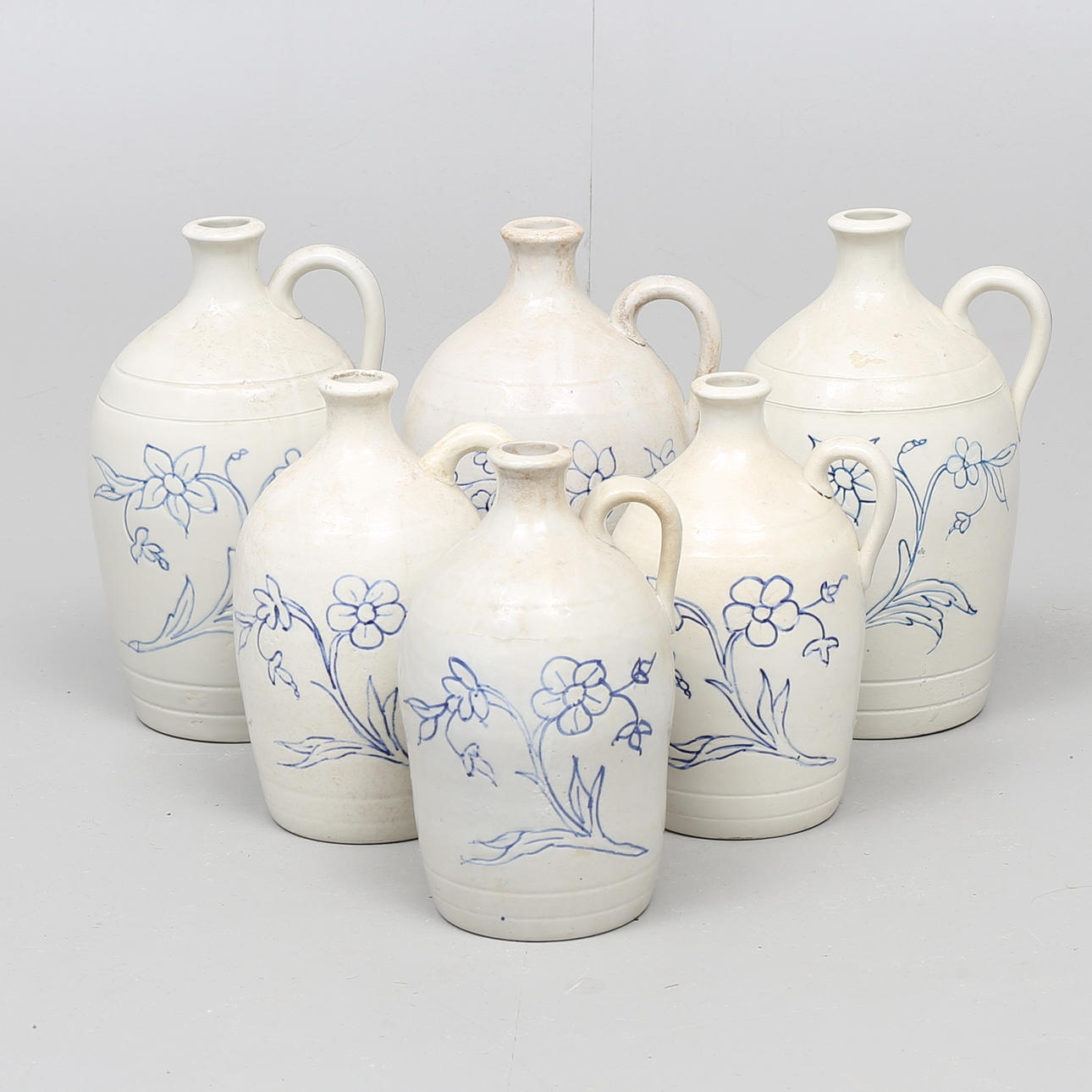 KRUS, 6 st, blåvita, för dryck, Rörstrand.