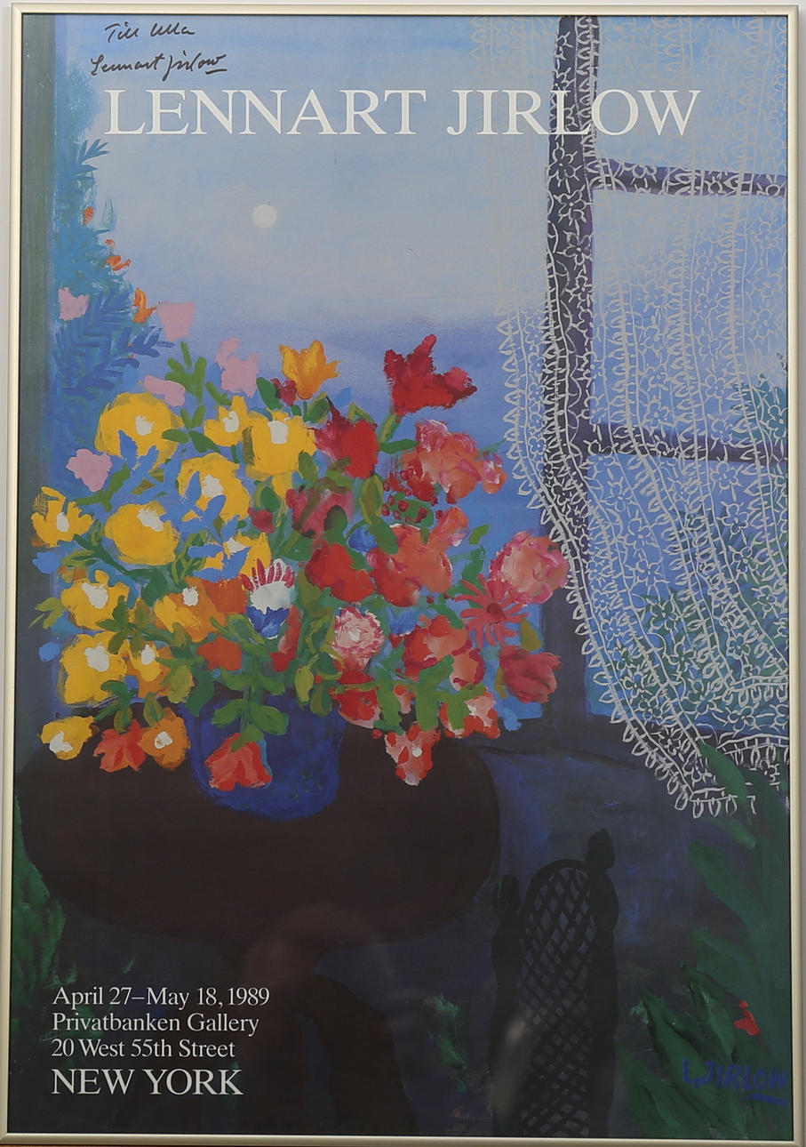 LENNART JIRLOW. Affisch, Lennart Jirlow 1989, New York, signerad.