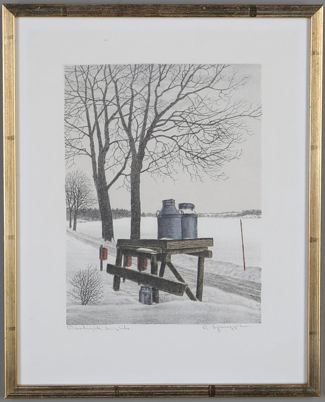 REINHOLD LJUNGGREN. Färglitografi, provtryck, signerad.