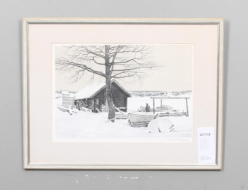 REINHOLD LJUNGGREN,SAMT LARS NORRMAN. Skärgårdsvinter,samt Fiskare i grönt.